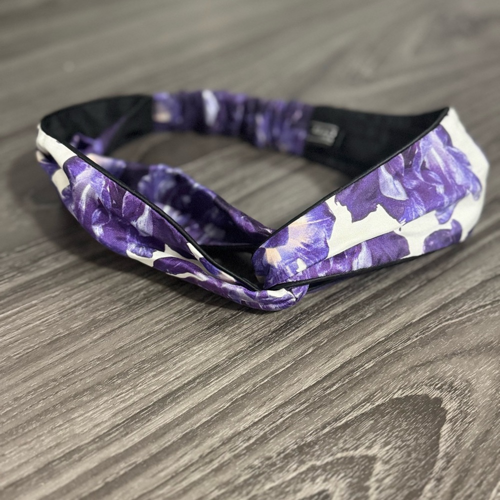 Salvatore Ferragamo Purple Floral Satin Knot Headband